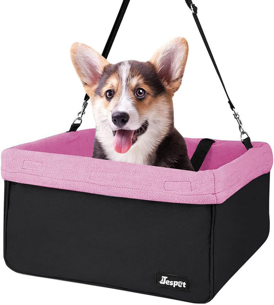 Elevated Dog Booster Car Seat (Up to 24 lbs) – Safe, Cozy Lookout Seat with Storage & Easy Install