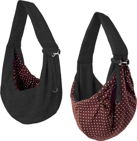 Dog and Cat Sling Carrier – Hands Free Reversible Pet Papoose Bag - Soft Pouch and Tote Design – Suitable for Puppy, Small Dogs, and Cats for Outdoor Travel