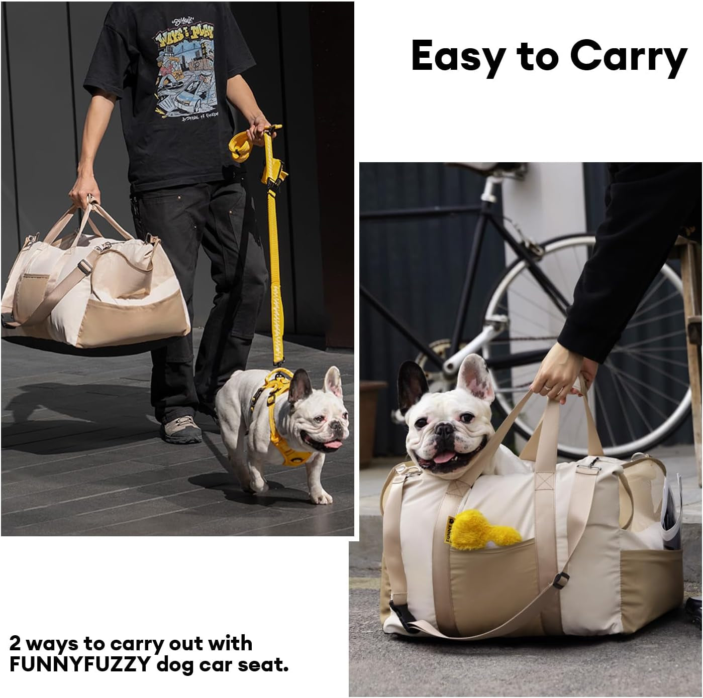 Waterproof Dog Car Seat for Small & Medium Dogs up to 35Lbs,Fully Detachable and Washable Dog Travel Carrier＆Pet Car Seat Bed with Thick Cushion, Breathable Mesh,Adjustable Straps(Beige)