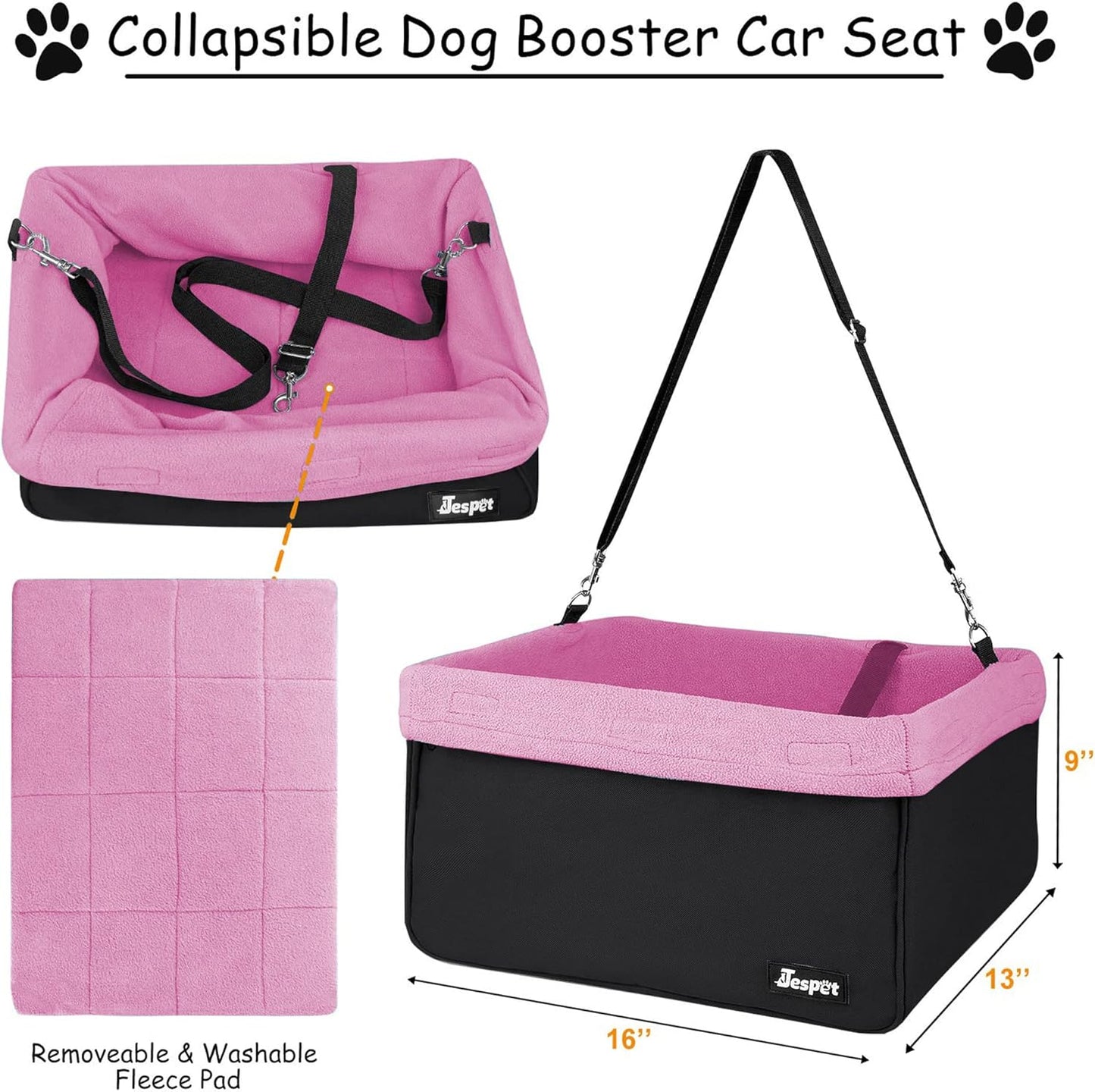 Elevated Dog Booster Car Seat (Up to 24 lbs) – Safe, Cozy Lookout Seat with Storage & Easy Install