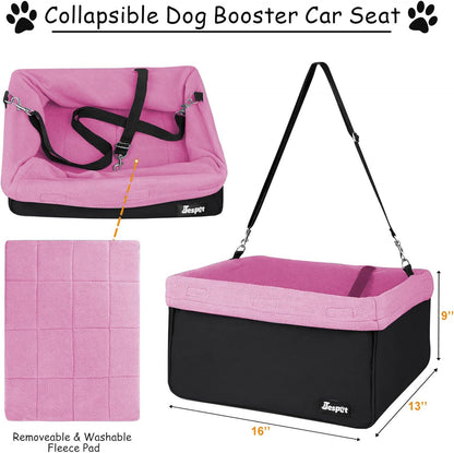 Elevated Dog Booster Car Seat (Up to 24 lbs) – Safe, Cozy Lookout Seat with Storage & Easy Install